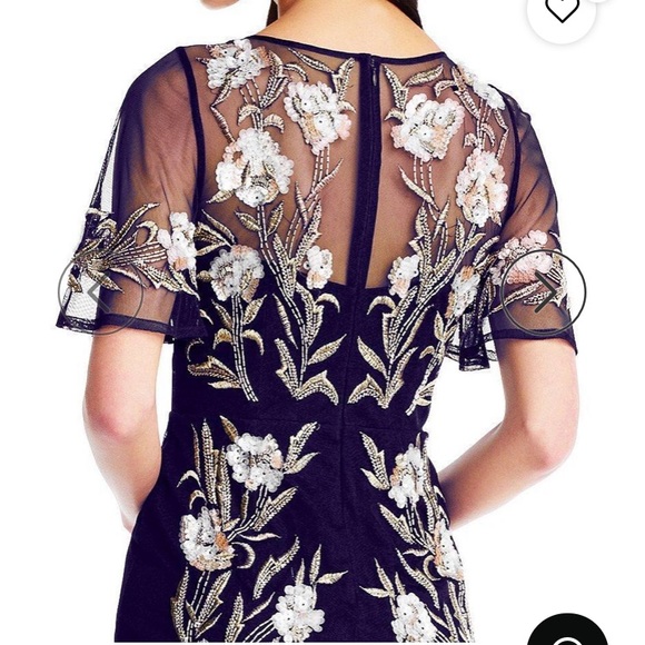 Aidan Mattox floral beaded short sleeves long gown - Picture 5 of 9